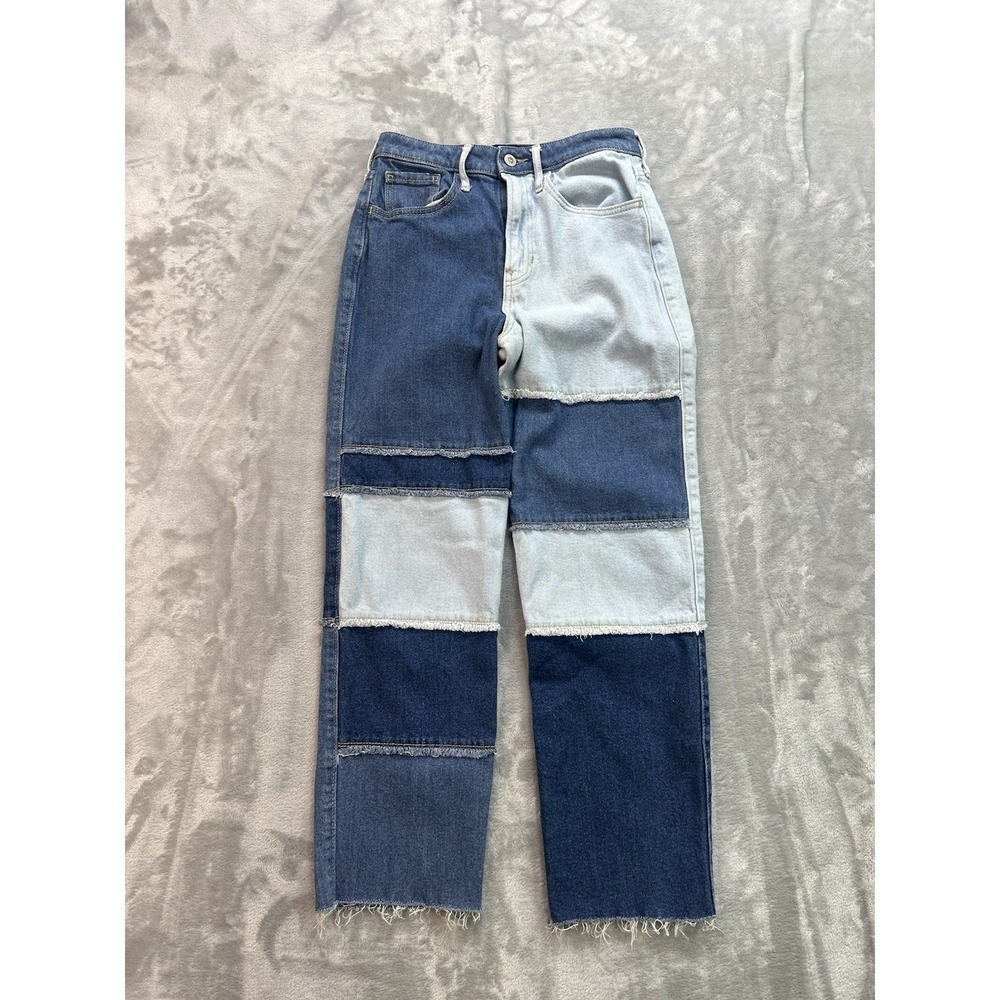 Hollister Jeans Womens Sz 3R W26 L27 Blue Ultra High Rise Vintage Straight Patch